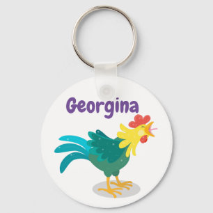 Cute crowing roster cartoon illustratie sleutelhanger