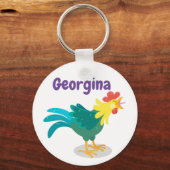 Cute crowing roster cartoon illustratie sleutelhanger (Voorkant)
