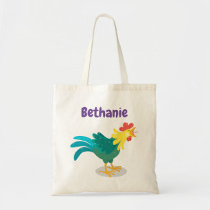 Cute crowing roster cartoon illustratie tote bag