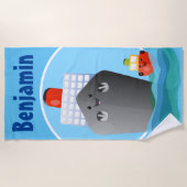 Cute cruise boot cartoon illustration strandlaken (Voorkant)