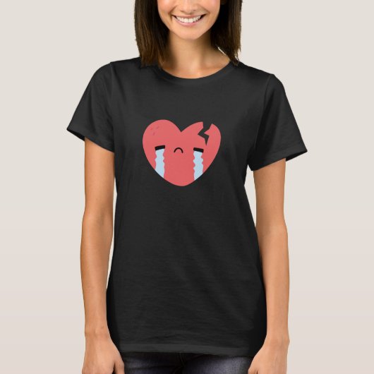 Cute Crying Broken Heart Face Emoji T-shirt (Voorkant)