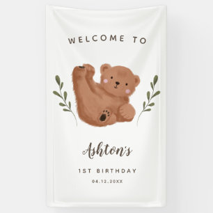 Cute Cub Beer Boy Birthday Party Welkom  Spandoek