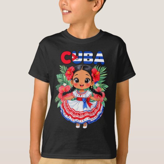 Cute Cuba Cuban Girl Traditional Dress Trocal Flow T-shirt (Voorkant)