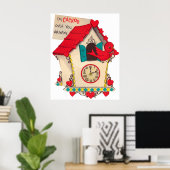 Cute cuckoo klok retro  Valentijn Poster (Thuiskantoor)