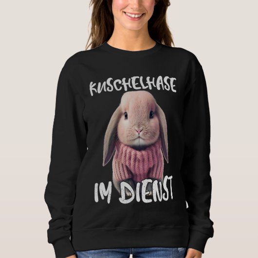 Cute cuddly rabbit on duty rabbit winter rabbit sk trui (Voorkant)