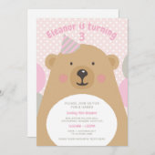 Cute Cudely Teddy Bear Invitation d'anniversaire (Devant / Derrière)