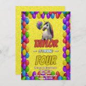 Cute Cudely Unicorn Theme Anniversaire Invitation (Devant / Derrière)