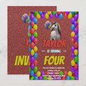 Cute Cudely Unicorn Theme Anniversaire Invitation (Devant / Derrière)