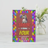 Cute Cudely Unicorn Theme Anniversaire Invitation (Debout devant)
