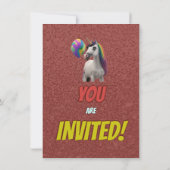 Cute Cudely Unicorn Theme Anniversaire Invitation (Dos)