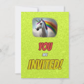 Cute Cudely Unicorn Theme Anniversaire Invitation (Dos)