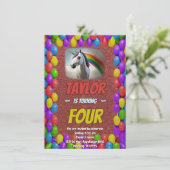 Cute Cudely Unicorn Theme Anniversaire Invitation (Debout devant)