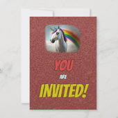 Cute Cudely Unicorn Theme Anniversaire Invitation (Dos)
