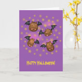 Cute cudly bats Halloween card Kaart (Gele Bloem)