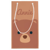 Cute Cudly Brown Beer Custom Name | Gift Bag Klein Cadeauzakje (Achterkant)