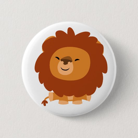 Cute Cudly Cartoon Lion Button Badge (Voorkant)
