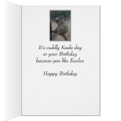 Cute Cudly Koala Beer Animal Fun Birthday (Binnen (Rechts))