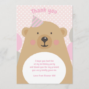 Cute Cudly Teddy Bear Bedankt voor je briefje Kaart
