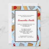 Cute Culinaire School Afstuderen Invite Blue Kaart (Achterkant)