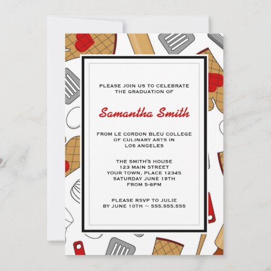 Cute Culinal School Afstuderen Kaart (Achterkant)