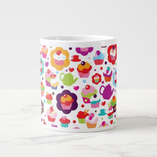 Cute cup cake en theepot jumbo beker (Voorkant)