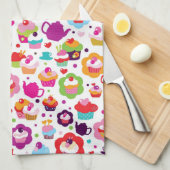 Cute cup cake en theepot theedoek (Quarter Fold)