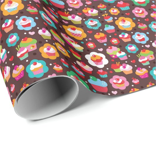 Cute Cup Cake Pattern Cadeaupapier (Rol Hoek)