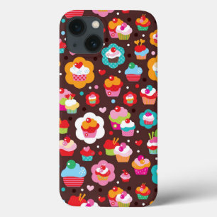 Cute Cup Cake Pattern iPhone 13 Hoesje