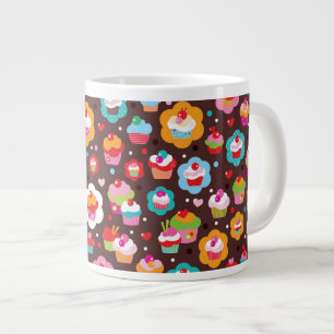 Cute Cup Cake Pattern Extra Grote Beker