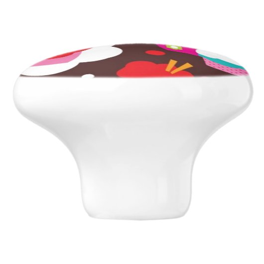 Cute Cup Cake Pattern Keramische Knop (Zijkant)