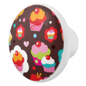 Cute Cup Cake Pattern Keramische Knop (Rechts)