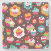 Cute Cup Cake Pattern Stenen Onderzetter (Voorkant)