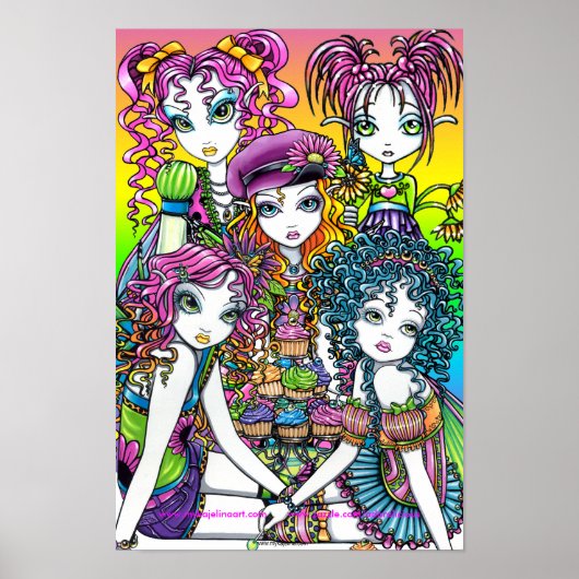 Cute Cup Cake Rainbow Fairies Party Poster (Devant)