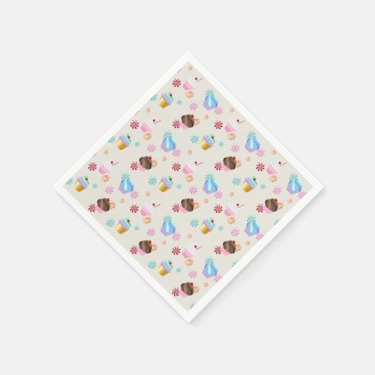 Cute Cupcake and Candy Pattern for Birthday Party Servet (Hoek)