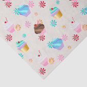 Cute Cupcake and Candy Pattern for Birthday Party Tissuepapier (Detail)