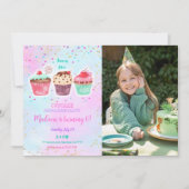 Cute Cupcake Anniversaire Photo Invitation (Devant)