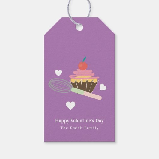 Cute Cupcake bakery Happy Valentines Day Cadeaulabel (Voorkant)