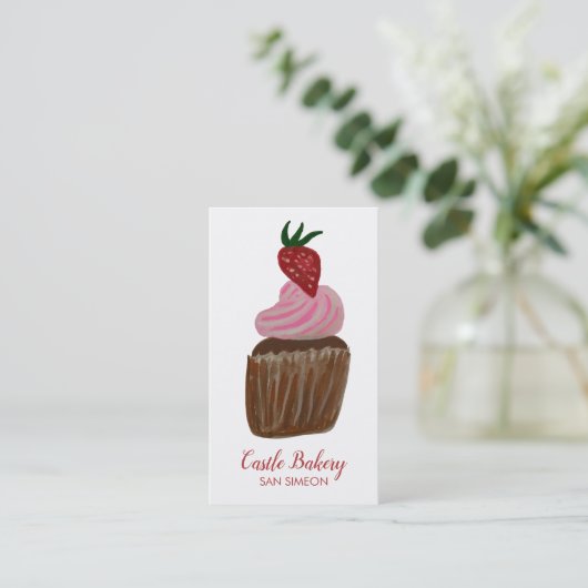 CUTE CUPCAKE Bakery Pastry Chef Modern Visitekaartje (Staand voorkant)