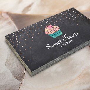 Cute Cupcake Bakery Sweet Trechalkboard Visitekaartje