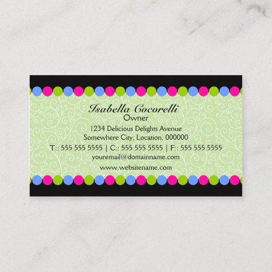 Cute Cupcake bakkerij Visitekaartje (Achterkant)