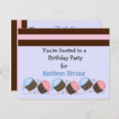 Cute Cupcake Birthday Uitnodiging (Voorkant / Achterkant)