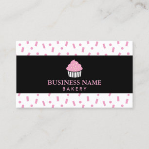 Cute Cupcake Black Striped Sweet Bakery Visitekaartje