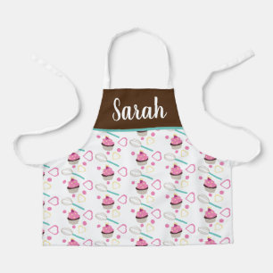 Cute Cupcake Chocolate Pink Whisk Kind Schort