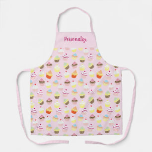 Cute Cupcake Dessert Pattern Women's Cooking Schort