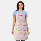 Cute Cupcake Dessert Pattern Women's Cooking Schort (Gedragen)