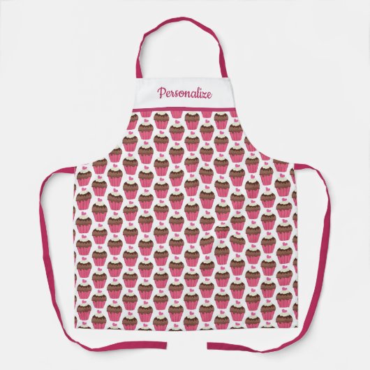Cute Cupcake Dessert Pattern Women's Cooking Schort (Voorkant)
