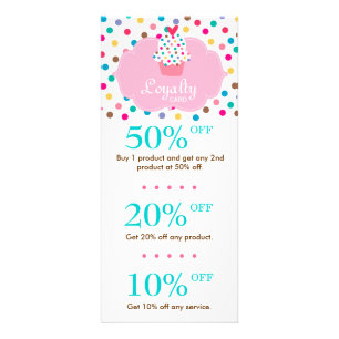 Cute Cupcake Discount Loyalty Cards Polka Dots Reclamekaart