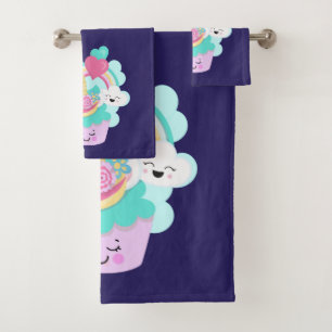 Cute Cupcake en Happy Ice Cream Bad Handdoek