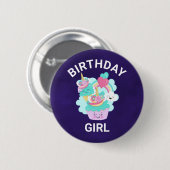 Cute Cupcake en Happy Ice Cream Birthday Girl Ronde Button 5,7 Cm (Voorkant /achterkant)