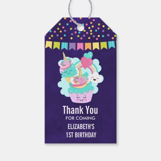 Cute Cupcake en Happy Ice Cream Dank u Cadeaulabel (Voorkant)